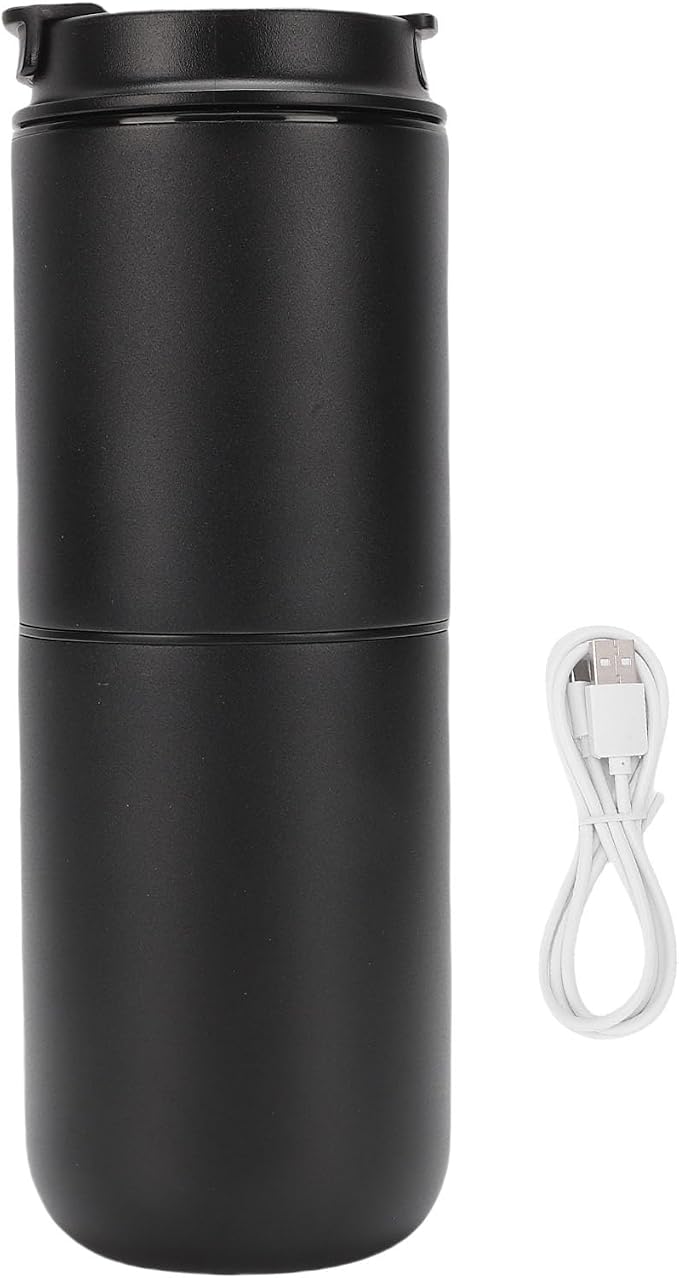 Keenso Electric Coffee Maker with Mill Portable Rechargeable 350ML Coffee Machine for Camping Office Travel (Black) - Image 6
