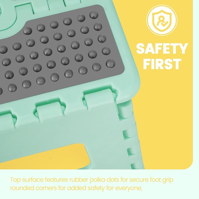 ACSTEP 9 Inch Folding Step Stool 300 LB Capacity Non Slip Foot Stool with Handle Plastic Foldable Step Stools for Kids Stepping Stool for Bathroom Black Small Step Stool (1 PC Teal) | Heavy Duty Foldable Stools, Lightweight, Holds 300 lb, for Toddler K... - Image 3