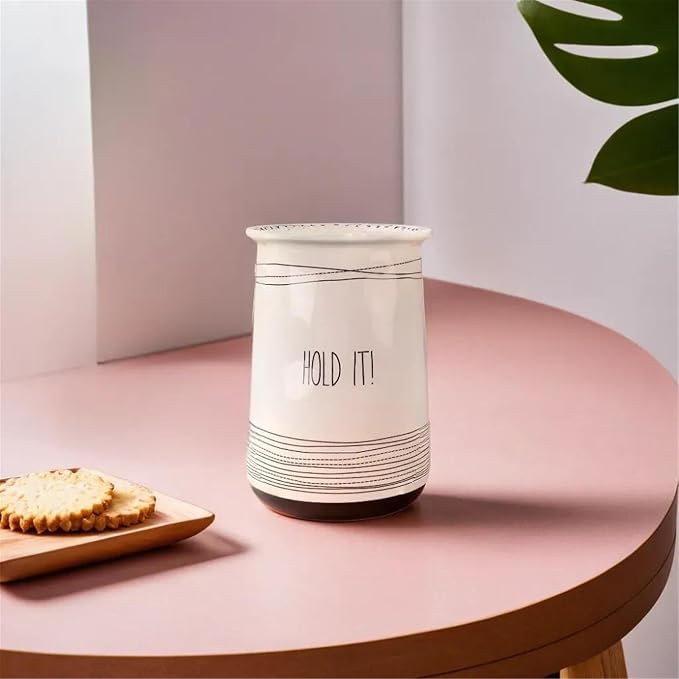 Young's Inc Ceramic Farmhouse Utensil Holder for Kitchen Counter, Black and White Farmhouse Décor Utensil Crock, 4” Diameter Kitchen Utensil Holder 20142 - Image 3