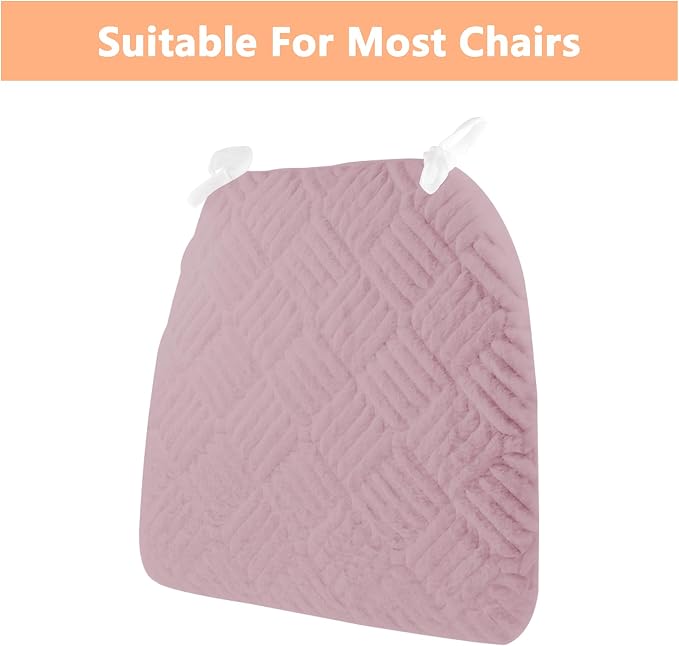 Plush Chair Cushion, Oval Chair Cushion Pad,Ultra Soft Nonslip Seat Pad,Comfortable Chair Cushion Cover,2PCS Memory Foam Chair Seat Cushion for Home Office Kitchen Dining Chairs Orchid - Image 4