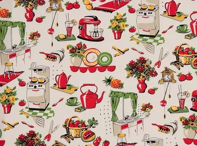 Vintage Kitchen Valance Topper Window Curtain Treatment 42W x 14L, 100% Cotton, Rod Pocket by Handmade