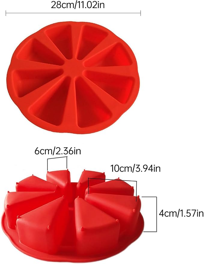 Silicone Dessert Mold Silicone Cake Mold Baking 8 Cavity Non Stick Multipurpose Baking Pan Easy Release Flexible with 8 Connected Cavities for Cakes Bread Chocolate Pizza (Red) - Image 6