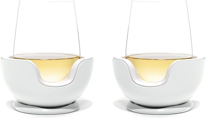 VoChill Stemless Wine Glass Chiller | Keep the Chill In Your Glass | Made In USA | Separable & Refreezable Chill Cradle | Actively Chills Stemless Glassware | Quartz, Pair Stemless by VoChill