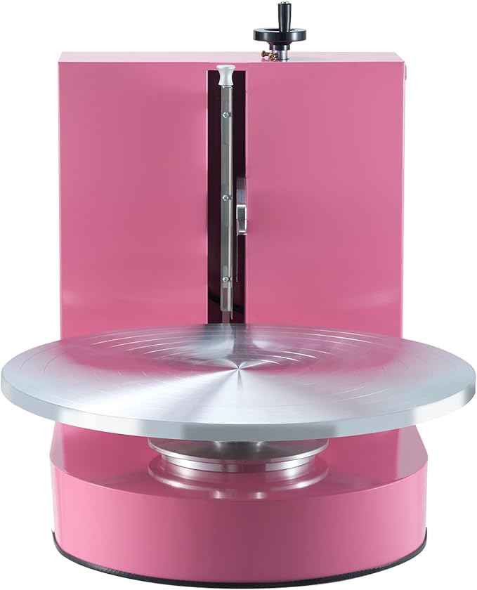 VEVOR Cake Decorating Machine, Cake Cream Spreading Coating Smearing Machine, Low Noise Cake Frosting Machine, Turntable with Adjustable Scraper, for 4" to 16" Cake, 25-320RPM Rotating Speed, Pink