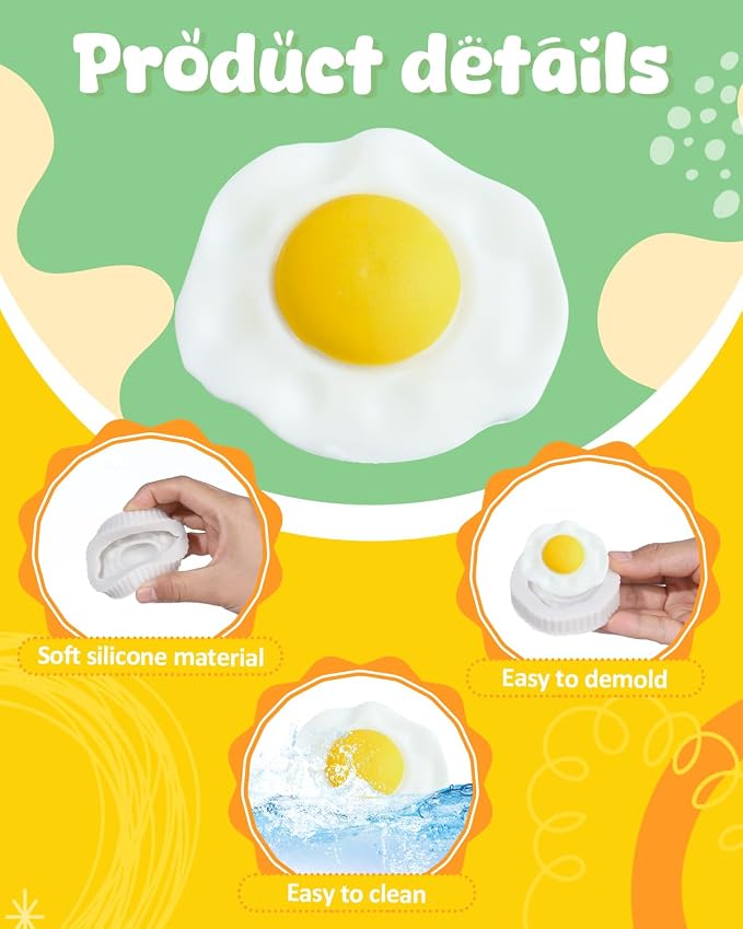 Fried Egg Silicone Mold, 3D Food Silicone Mold, Simulation Egg Chocolate Mold, Artificial Food Molds for Cake Topper, Cupcake Decorating Tools - Image 4