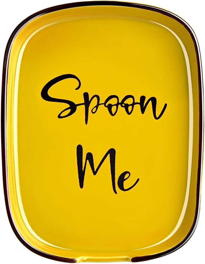 Yellow Spoon Rest for Stove Top, Ceramic Large Spoon Holder, Spoon Rest for Kitchen Counter, Heat-Resistant Cooking Utensil Rest, Yellow Kitchen Decor and Accessories by DAYYET