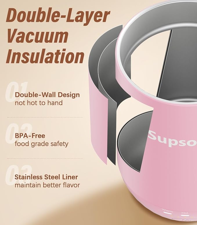 Supsonic - 16oz Self Heating Coffee Mug, Smart Heated Coffee Mug Faster Direct-Contact Heating Up to 149°F, Coffee Mug Warmer Set with Auto Shut-Off - Gifts for Men Women | S2 - Image 6
