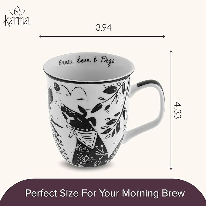 Karma Gifts 14 oz Black and White Boho Mug Raven - Cute Coffee and Tea Mug - Ceramic Coffee Mugs for Women and Men - Image 2