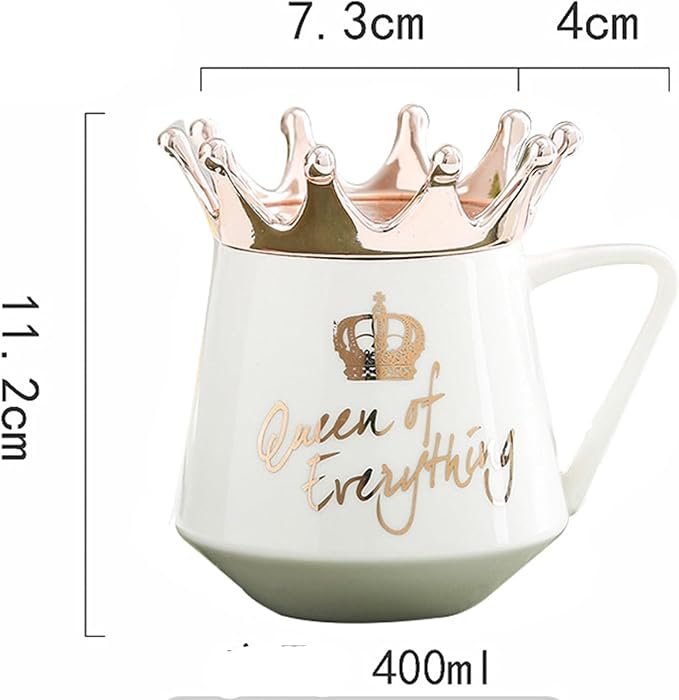Arawat Queen of Everything Mug with Lid Sweet White Mug with Crown Coffee Mugs Gift with Spoon & Coaster 12 oz Ceramic Cup Birthday Gift for Women Mom Girlfriend Valentine's Day Gifts for Women - Image 5