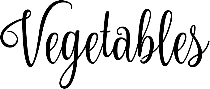 Vegetables 6.5w x 2.75h Label | Kitchen Pantry Organization | Die Cut Vinyl Decal | Black Fancy Font (Sticker Only) by MinglewoodTrading