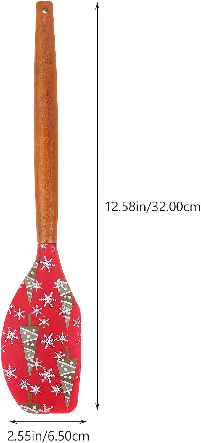 IMIKEYA 2pcs Professional Silicone Baking Spatula for Dessert Preparation, Multi-functional Wood Handle Butter Spreader and Shaping Tool, for Christmas Holiday Baking - Image 8