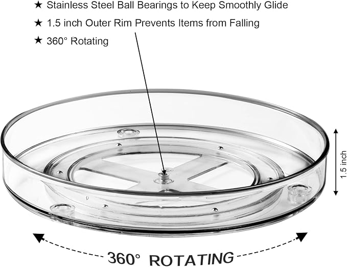 Amolliar Lazy Susan Organizer, 11" 4 Pack, Turntable Organizer for Cabinet | Lazy Susan for Fridge, Kitchen, Pantry Organizer and Storage, Rotating Tray, Spice Rack Condiment, Under Sink Organizer - Image 7