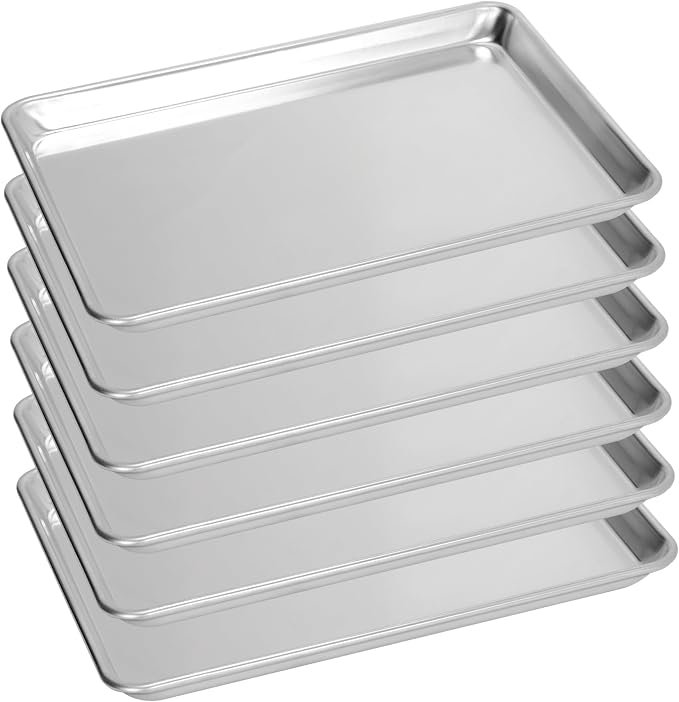 6 Pack Aluminum Baking Sheet Pan, 21 x 15 in | NSF, Aluminum Commercial Cookie Sheets, Non-Stick, Oven Safe Up to 500℉ by FSUON