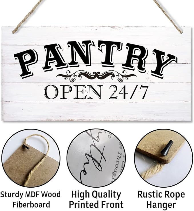 Farmhouse Themed Wood Sign - Pantry Room Decor, Vintage Wall Art with Quotes, Size 12" x 6" - Image 5