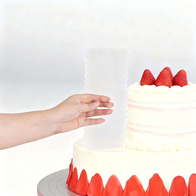 4Pcs Clear Acrylic Cake Scrapers Cake Smoother for Icing Decorating Tools