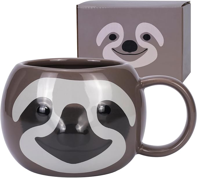 Sloth Mug 16 oz Ceramic Coffee Mug 3D Porcelain Tea Mug for Women Kawaii Cup Sloth Gifts for Women Christmas Gifts Housewarming Holiday Birthday Gifts for Women Men Mom Kids and Friend by ToCooTo