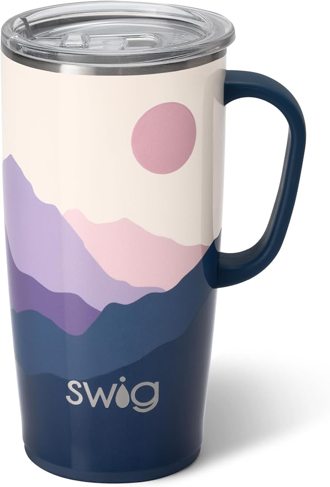 Swig Life 22oz Insulated Travel Mug with Handle & Lid, Moon Shine | Triple Insulated Stainless Steel - Handle & Lid Included - Keeps Coffee Hot or Cold - Cup Holder Friendly by SwigLife