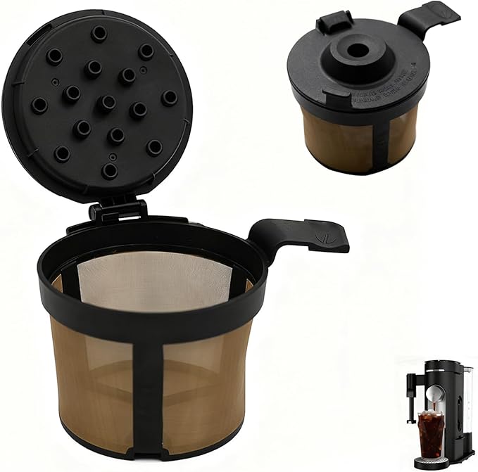 Coffee filter compatible with Ninja PB051 / PB040 / p1b04 coffee grinder compatible with Ninja beans - gold 304 stainless steel mesh reusable - Coffee pod accessories 2PCS