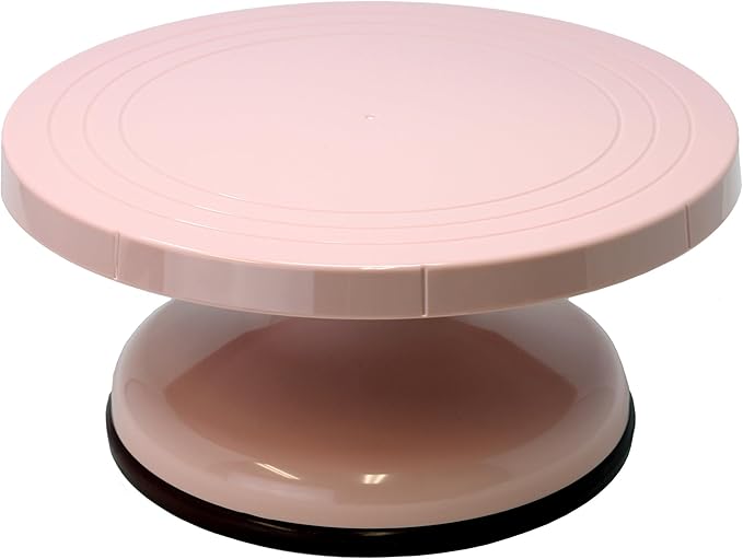 Creative Hobbies 10.5 Inch Rotating Cake Decorating Turntable - Pink Plastic - Revolving Cake Stand, Banding Wheel, Sculpture Stand with Sturdy Base