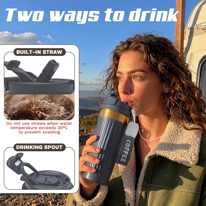 Vacuum Insulated Stainless Steel Travel Coffee Mug,Leak Proof Cup with Lid | 304 stainless steel mug with vacuum insulation, leak proof lid, silicone grip and car cup holder friendly design - Image 4