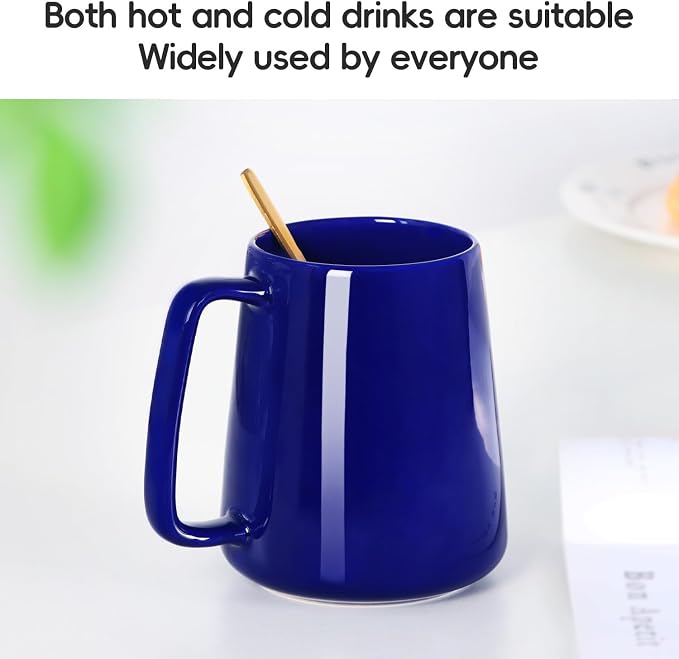 24 OZ Large Coffee Mug, Nice Ceramic Tea Cup with Big Handle for Dad Men Women, Unique Style For Any Kitchen, Blue - Image 3