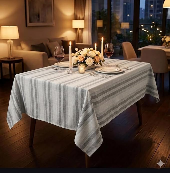 Urban Villa Tablecloth Cotton Tabletop 60x84 (6-8 Seats) Curtis Stripes - Image 6