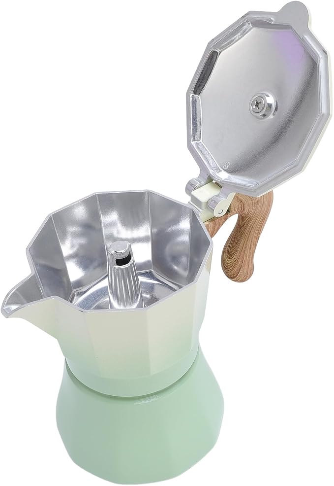 Kavolet Stovetop Coffee Maker Pot Maker 150ml Aluminum Single Valve Coffee Machine placeholder with Rapid Even Heating for Lovers Beginners (Gradient Green) - Image 4