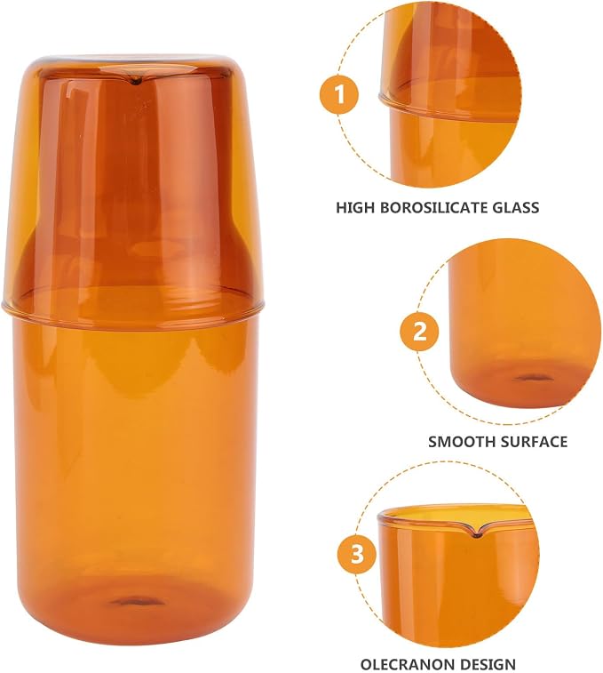 KICHOUSE Amber High Borosilicate Glass Cup and Water Kettle Set Water Bottle and Drinking Tools for Home Office Thanksgiving Parties Picnics Transparent Colored Glassware for Cold Beverages - Image 3
