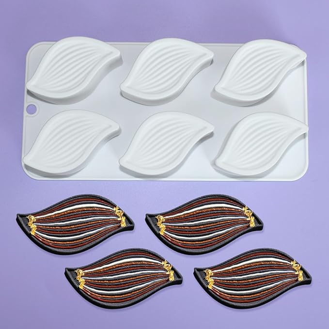 mostsom 3D Silicone Mousse Mold Wave Leaf Shape Mould for Baking Premium Nonstick Chocolate, Cake, Candy, Brownie, French Dessert, Pastry, Ice Cream Molds (A_ Wave Leaf)