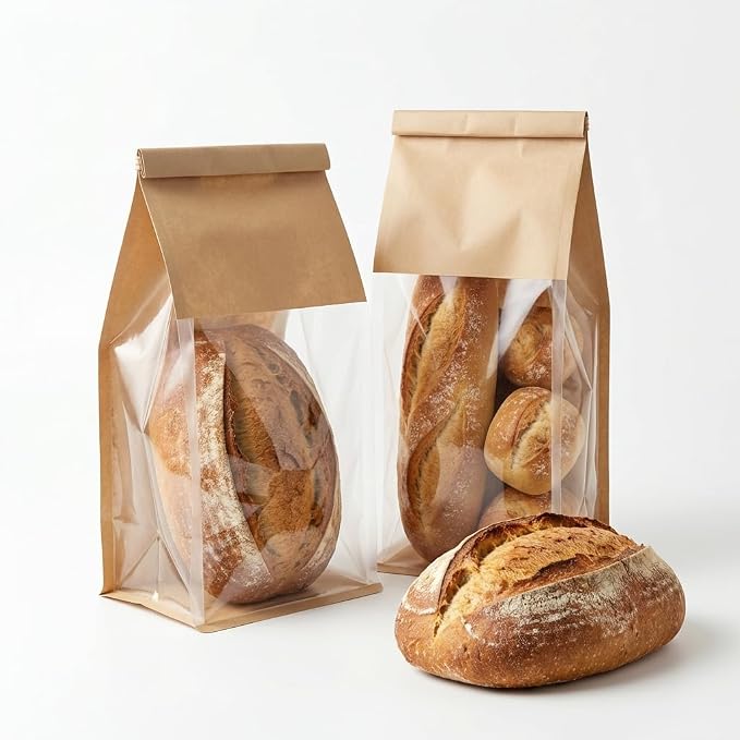 200 Pack Eco-Friendly Kraft Paper Bakery Bags with Clear Window, Reusable Tin Tie Tab Lock for Sealed Freshness, Baked Goods Packaging for Gifting and Bake Sale Extra small(3.9*9.4*3.5Inches) - Image 2