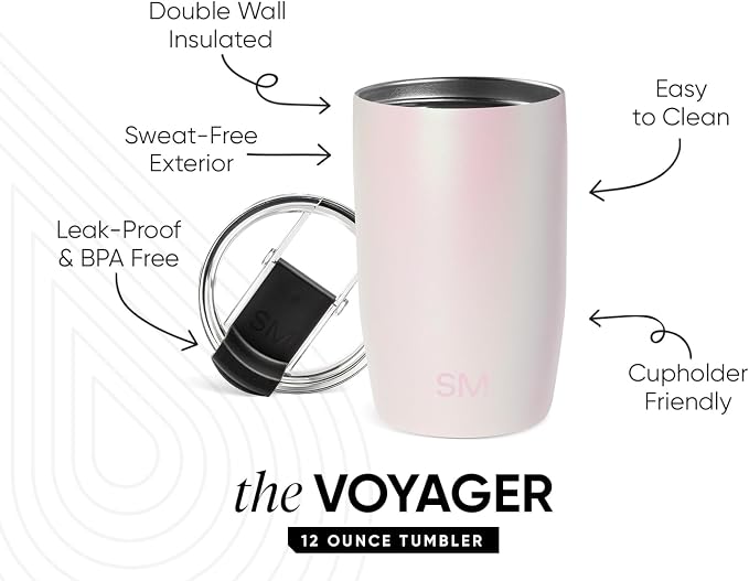 Simple Modern Travel Coffee Mug with Lid | 12oz | Pearlescent | Voyager Coffee Cup, Coffee Tumbler for Hot & Iced Drinks | Insulated Stainless Steel Travel Mug | Coconut Pearl - Image 2