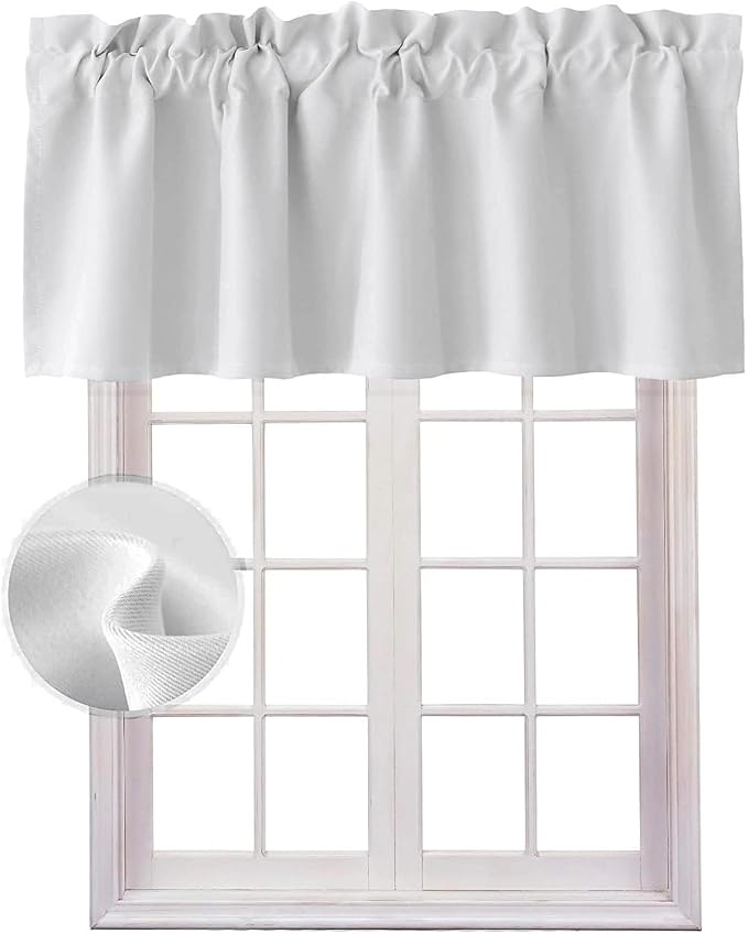 Hiasan Valance Curtains for Kitchen Rod Pocket Room Darkening Window Curtain Valance, 52 x 18 Inches Length, Greyish White, 1 Panel - Image 7