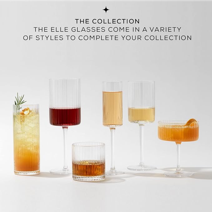 JoyJolt Elle Fluted Wine Glasses, 17.5oz Red Wine Glass Set of 2, Unique Stemmed Glass, Big Long Stem Cocktail Vintage Style Drinking Glasses - Image 6