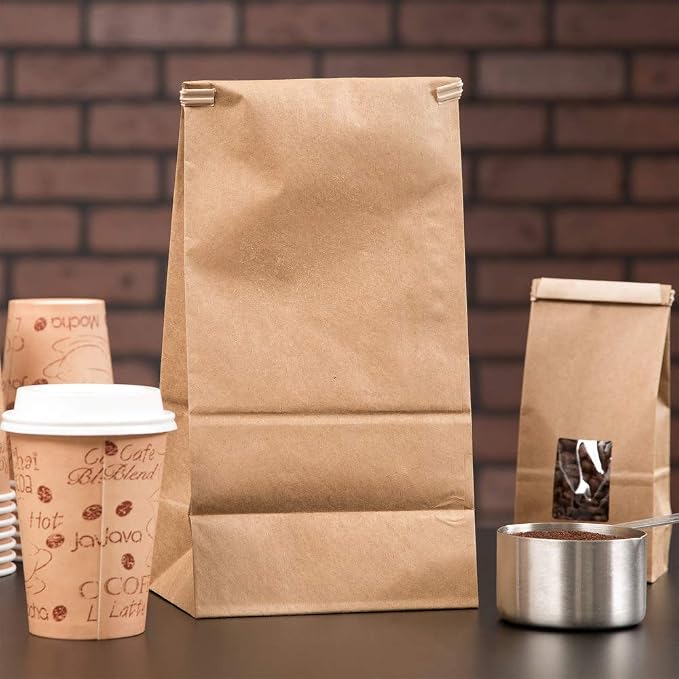 Resealable Kraft Tin Tie Poly-lined Bags Coffee Bags Reclosable Tin Tie Bags without window - 2 Lb - 50 Pack - Image 3