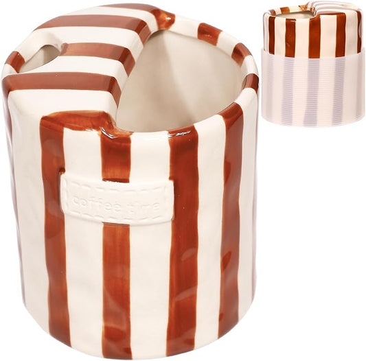 Ceramic Coffee Mug with Sip 10oz Striped Travel Espresso Cup with Sleeve | Retro Hand-Painted Multiple Use, Microwave & Dishwasher Safe for Coffee Lovers(Green) by Yodamiack