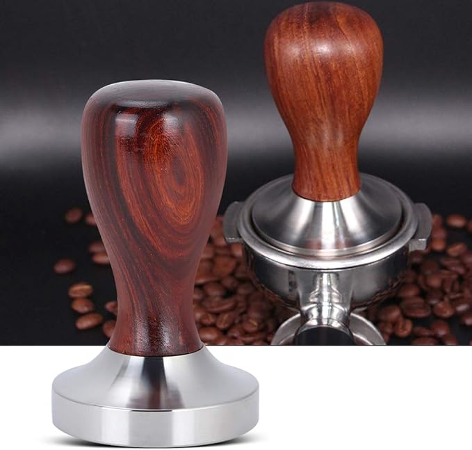 Black Coffee Hand Tamper, Press 58mm Flat Base Stainless Steel Coffee Powder Pressing Tamping Tool for Cafe Supplies