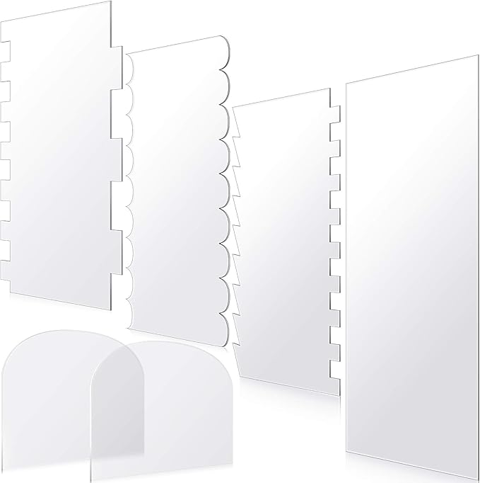 Patelai 6 Pieces Acrylic Cake Scraper Smoother Clear Cake Decorating Combs for Icing Frosting Buttercream Clear Smoother Scraper for Mousse Butter Cream Decorating Supplies