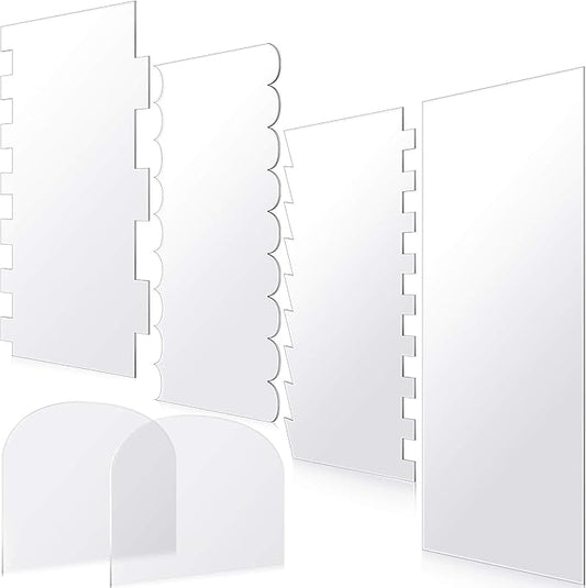 Patelai 6 Pieces Acrylic Cake Scraper Smoother Clear Cake Decorating Combs for Icing Frosting Buttercream Clear Smoother Scraper for Mousse Butter Cream Decorating Supplies