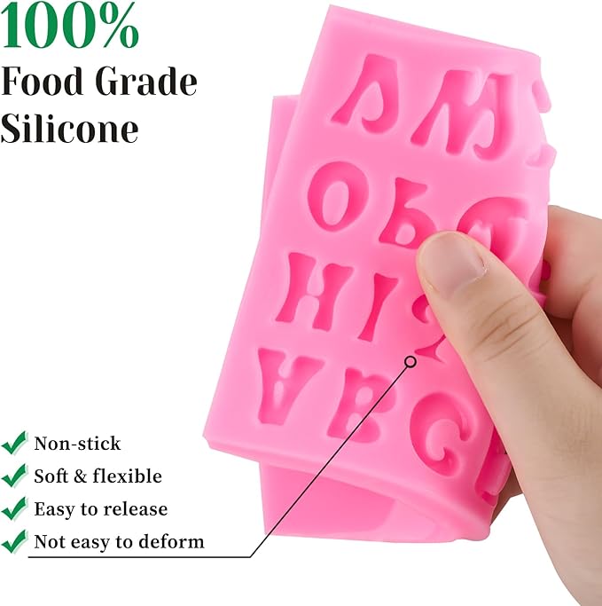 Silicone Letter Molds for Chocolate, 5 Pcs Number Alphabet Chocolate Molds Heart Fondant Molds for Candy Treat Strawberry Cupcake Cake Decoration Clay Resin Candle Making