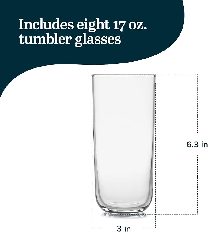 Libbey Polaris Tumbler Glasses, Axis, 17.75-ounce, Set of 8 - Image 3