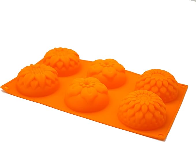 X-Haibei Round Flower Bath Soap Mold Glycerin Lotion Bar CP HP Cake Making Silicone Pan Supplies, Dia. 3inch, 4oz per Cell