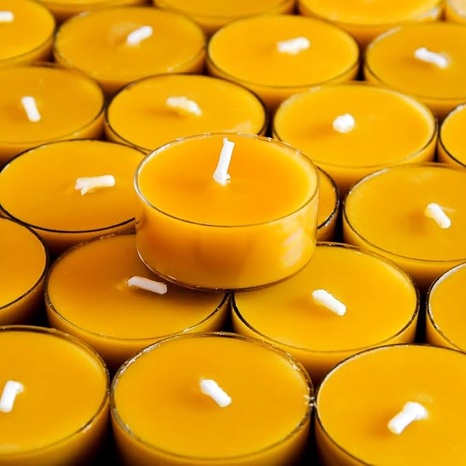 16PCS Pure Beeswax Tealight Candles, Natural Scent, Clear Cup