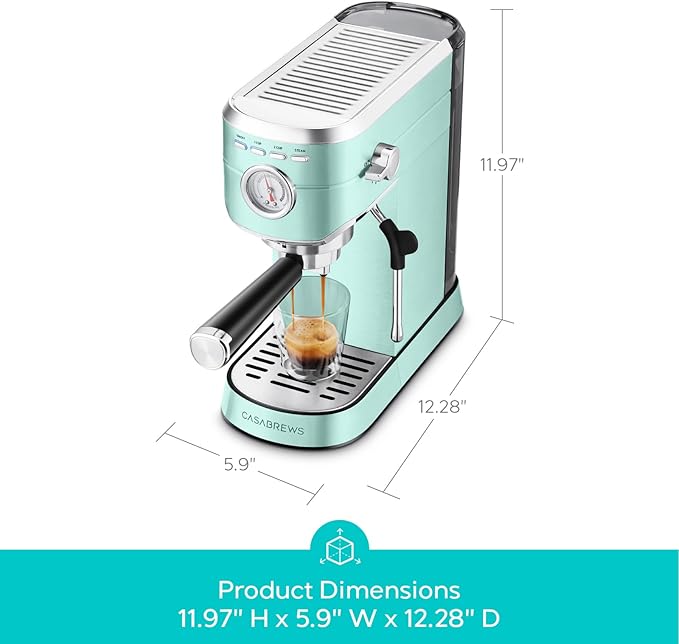 CASABREWS CM5418 Espresso Machine 20 Bar, Cappuccino Machine with Milk Frother Steam Wand, Stainless Steel Espresso Coffee Machine, Gift for Grandma or Wife, Gift for Girlfriend, Pastel Green
