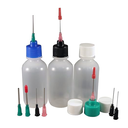 Dessert Decorating Kit with 2 oz Bottles & Blunt Dispensing Tips. (Non sterile/Non Medical)