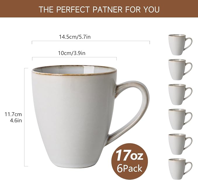MONITO Coffee Mugs Sets, Large Ceramic Coffee Mugs，Modern Coffee Mugs Set with handle for Tea/Latte/Cappuccino/Milk/Cocoa, Funny Tea Cups for Office and Home (6, Light blue) - Image 2