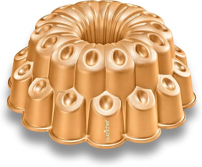 NutriChef 9 Inch Marquise Cake Pan, Thick & Heavy Cast Aluminum Bakeware Cake Mold for Cake with Fluted Easy-Release Edges for Uniform Browning & Baking, Nonstick Heat-Resistant Coating by NutriChef%E2%84%A2Kitchen