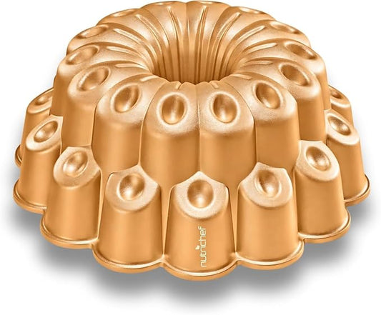 NutriChef 9 Inch Marquise Cake Pan, Thick & Heavy Cast Aluminum Bakeware Cake Mold for Cake with Fluted Easy-Release Edges for Uniform Browning & Baking, Nonstick Heat-Resistant Coating by NutriChef%E2%84%A2Kitchen