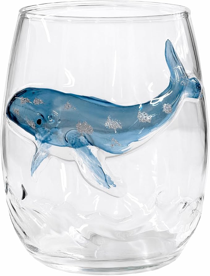Ocean Themed Whale Hand-Blown Coastal Glassware for Gifts | Ocean Themed Octopus Glassware Hand Blown Coastal Stemless Wine Glasses Unique Coastal Decor Gift for Ocean Lovers by Unknown