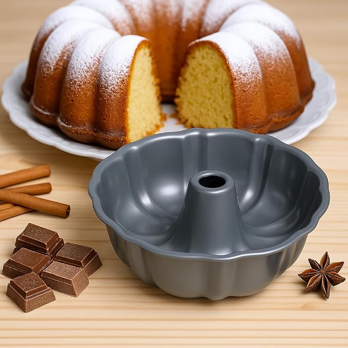 10-Inch Nonstick Cake Pan, Fluted Tube Pan for Pound & Ring Cakes | Heavy duty baking ring mold. Easy release non-stick tin for flawless angel food cake, coffee cakes, and jello molds. - Image 3