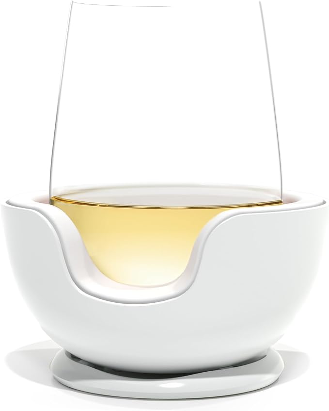 VoChill Stemless Wine Glass Chiller | Keep the Chill In Your Glass | Made in the USA | Separable & Refreezable Chill Cradle | Actively Chills Stemless Glassware | Quartz, Single Stemless by VoChill